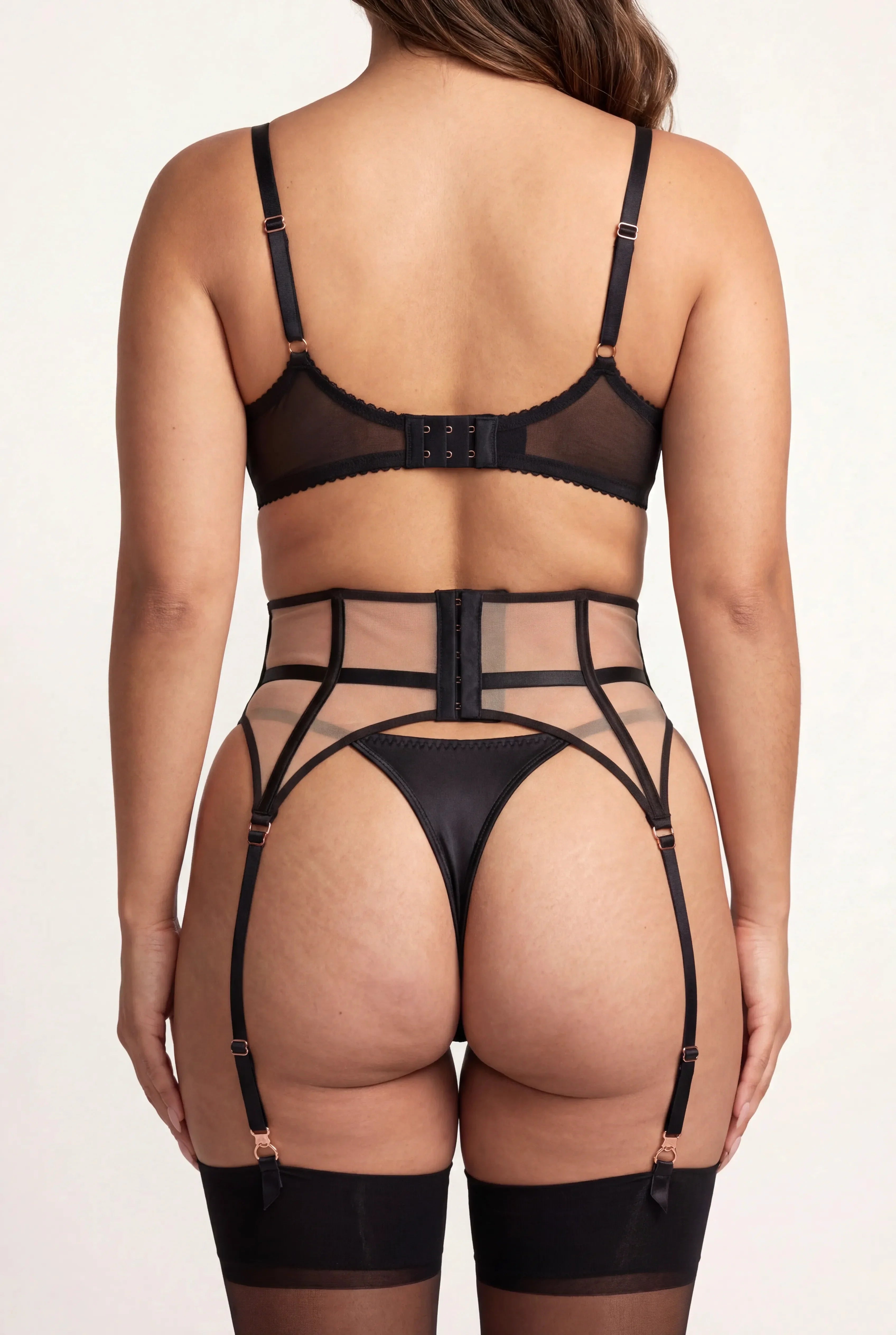 Ensemble lingerie pour femme cinq pièces - OPHELIA Noir - NAKED Underwear FR