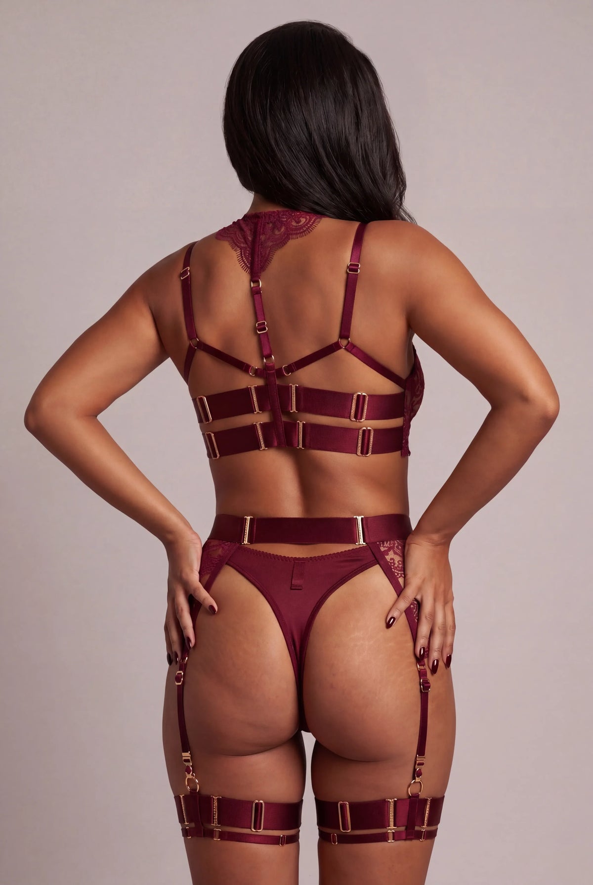 Vierdelige lingerieset - KEELY Bordeaux