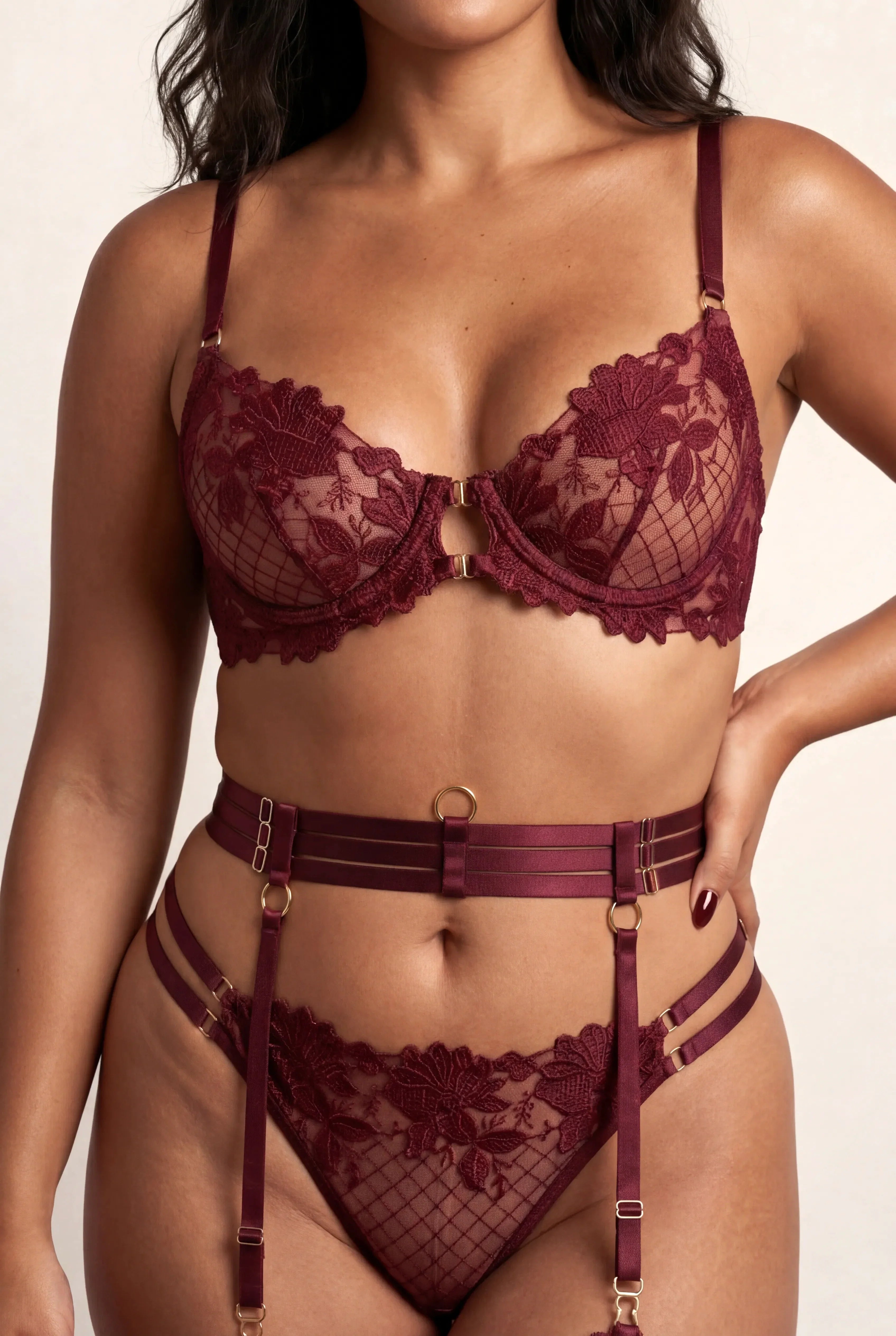 Ensemble quatre pièces - JOLYE Bordeaux - NAKED Underwear FR