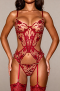 Dames lingerie set drie stukken - MIRAGE Rood - NAKED Ondergoed NL