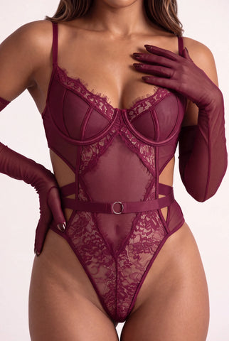 Body met handschoenen - VERSYA Bordeaux
