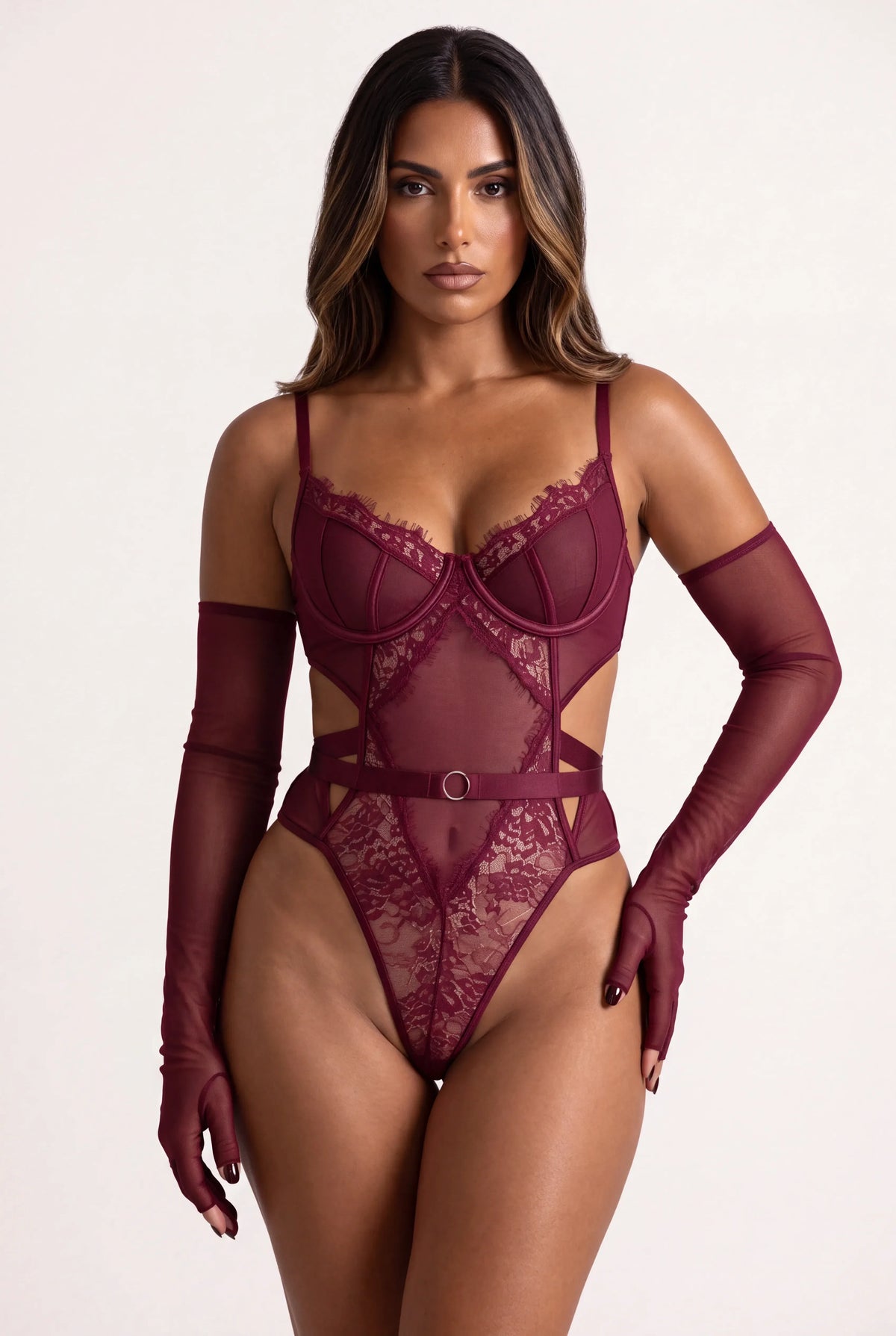 Body met handschoenen - VERSYA Bordeaux