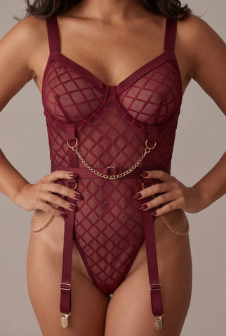Dames bodysuit - WILD Bordeaux