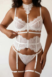 Vijfdelige lingerieset voor dames - MOON White