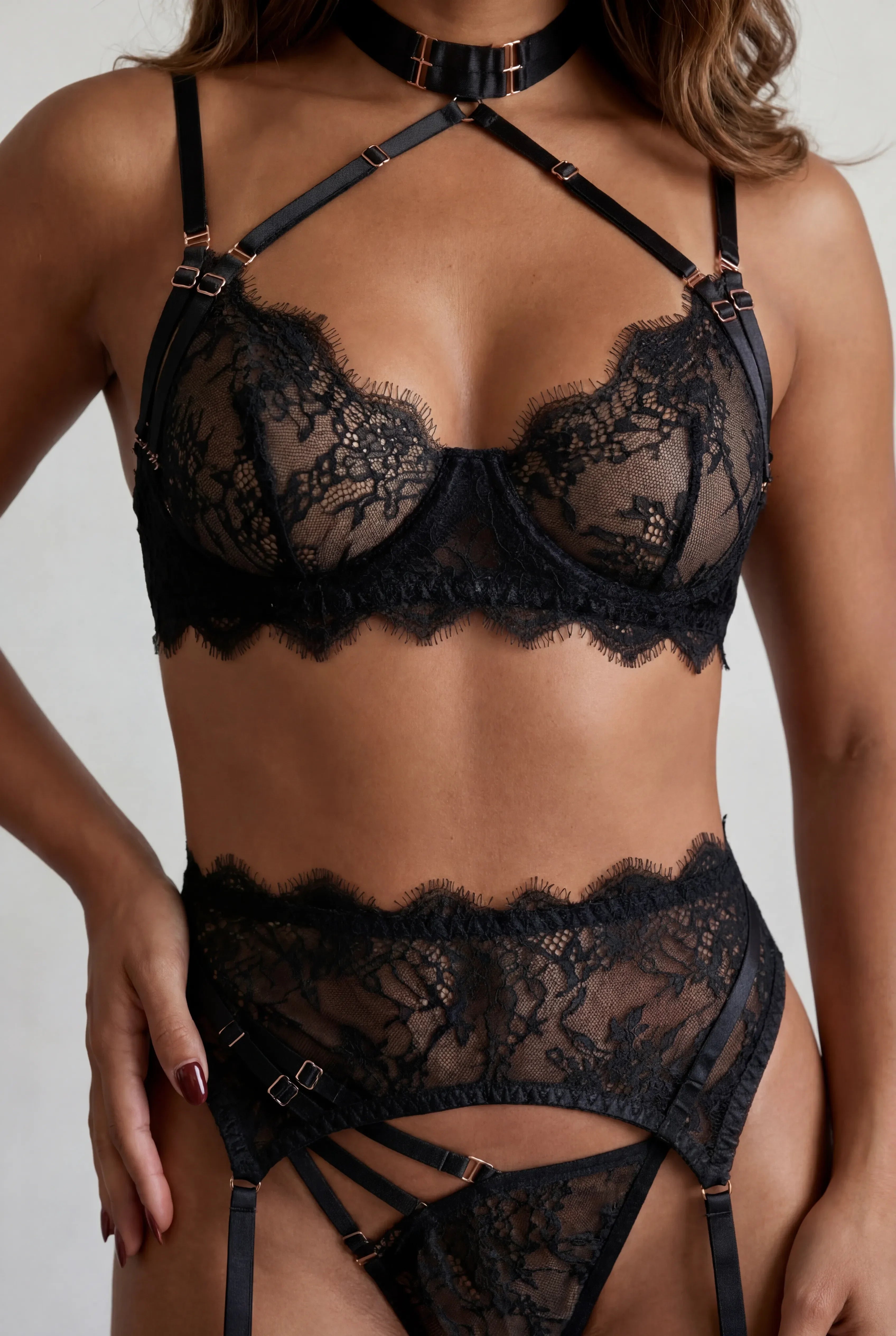 Ensemble Lingerie Pour Femme Quatre Pi Ces Audacious Noir