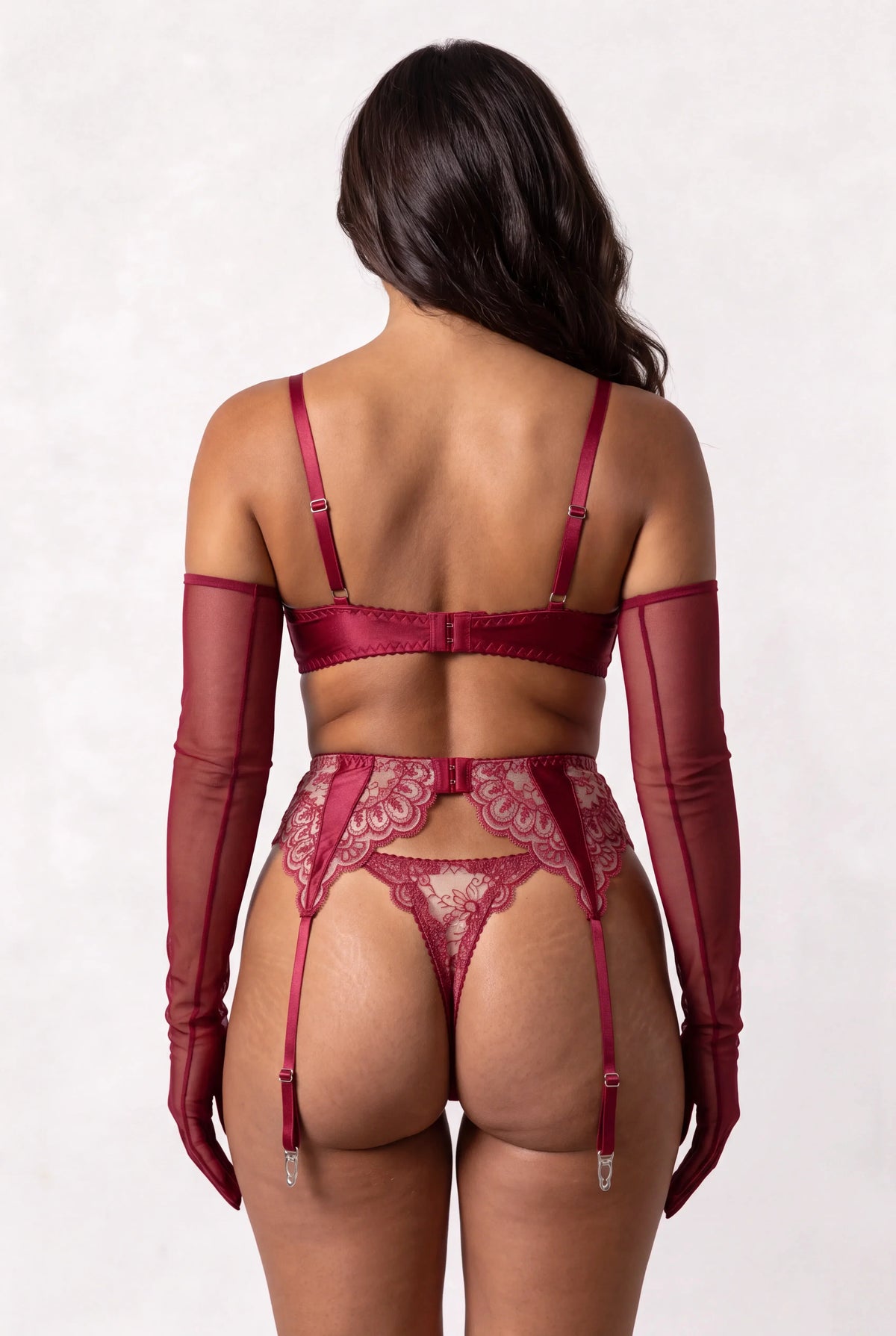 Driedelige lingerieset - EMBRACE Bordeaux