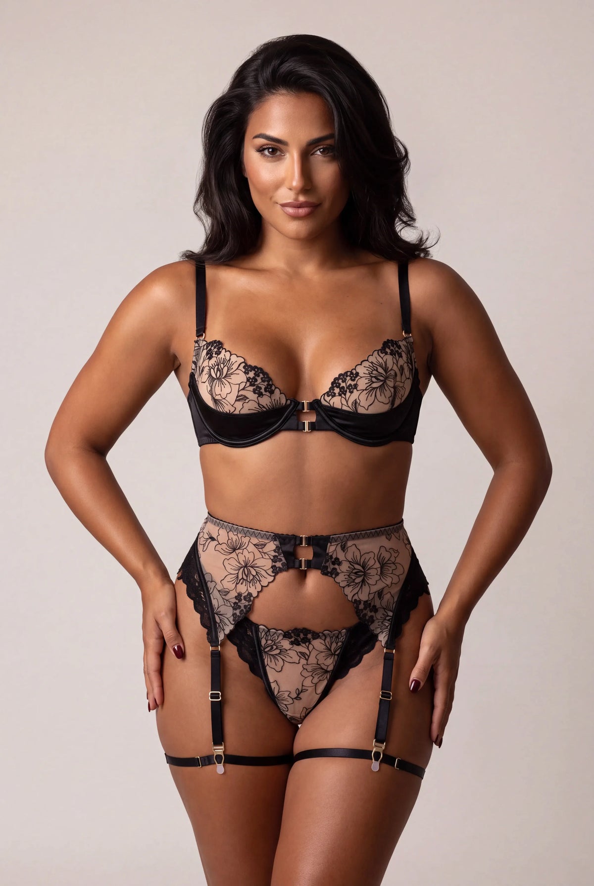 Driedelige lingerieset - ORELYA Zwart - NAKED Underwear FR